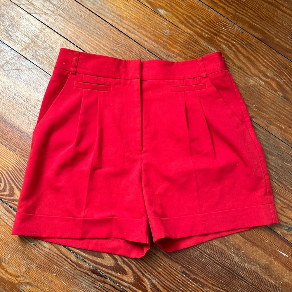 Red Trouser High Waisted Shorts